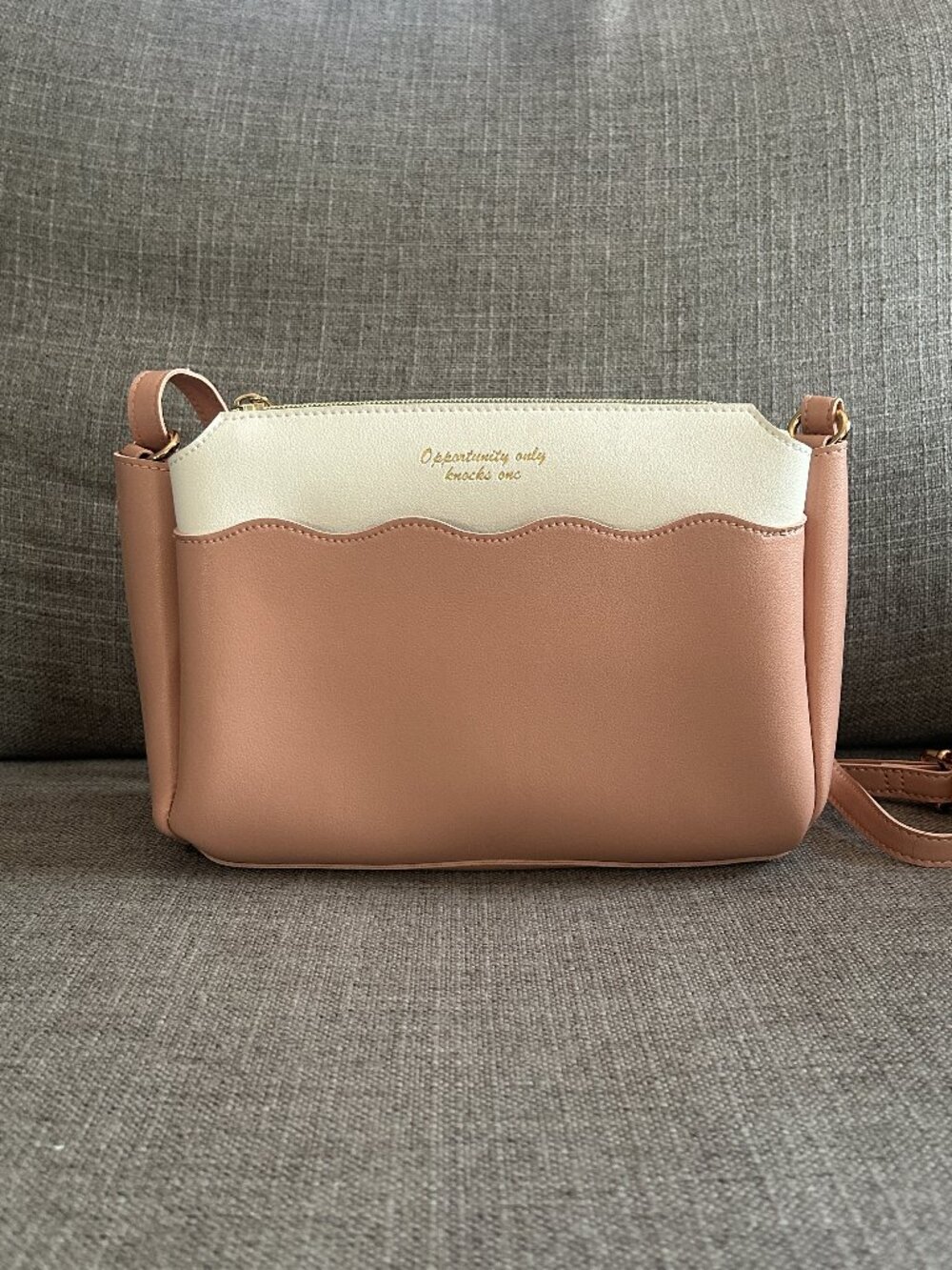 Pink Leather Crossbody Bag Scalloped Coquette Princess Girly Gold Cute Playful
